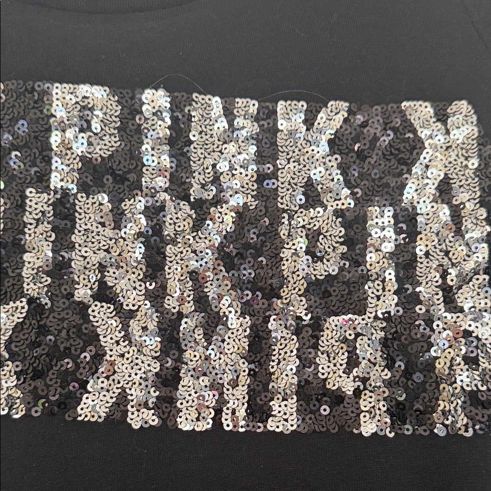 PINK Victoria's Secret Black Top with Silver Sequins - Picture 3 of 6